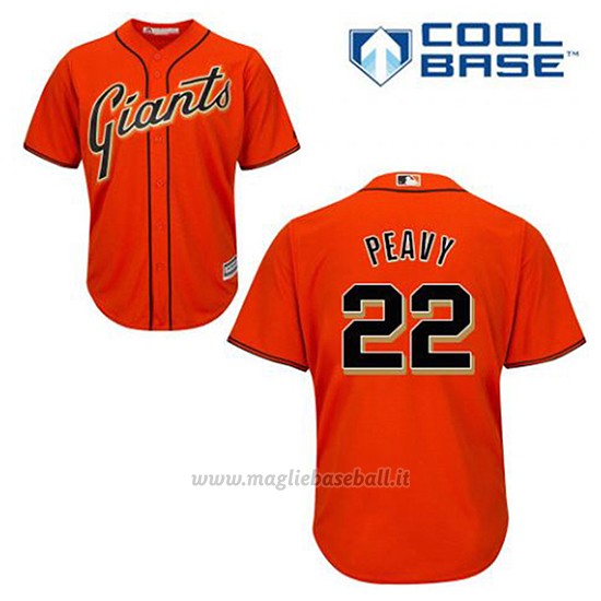 Maglia Baseball Uomo San Francisco Giants Jake Peavy 22 Arancione Alterner Cool Base
